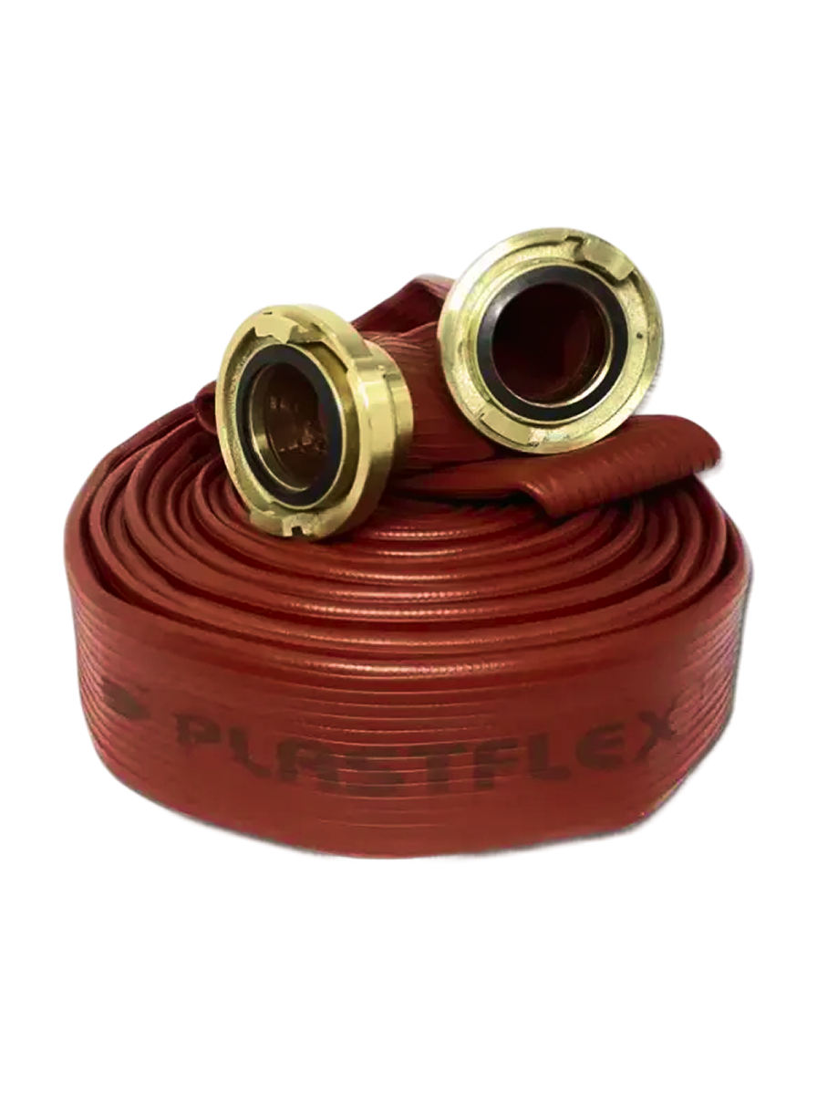 Mangueira de incêndio Plastflex Tipo 4 vermelha 1 polegada e meia com 30 metros e engate Storz em latão